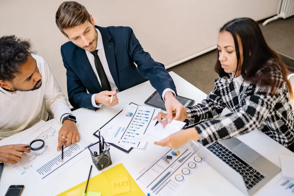 Owner-led business team working through a project plan